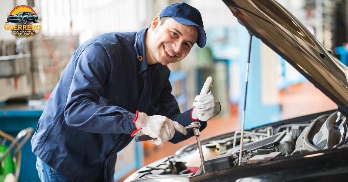 Professional mobile mechanic smiling